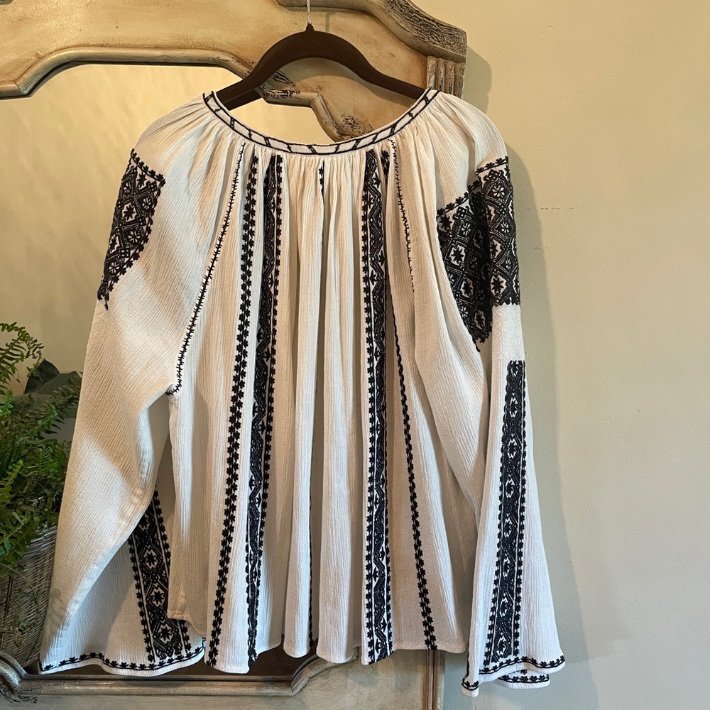 New ✨THE GREAT.  the Journey embroidered cotton-gauze top - Picture 2 of 8